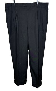 Bocaccio Uomo Dress Pants Mens 42x30 Black Straight Leg Cuffed Hem Big Tall